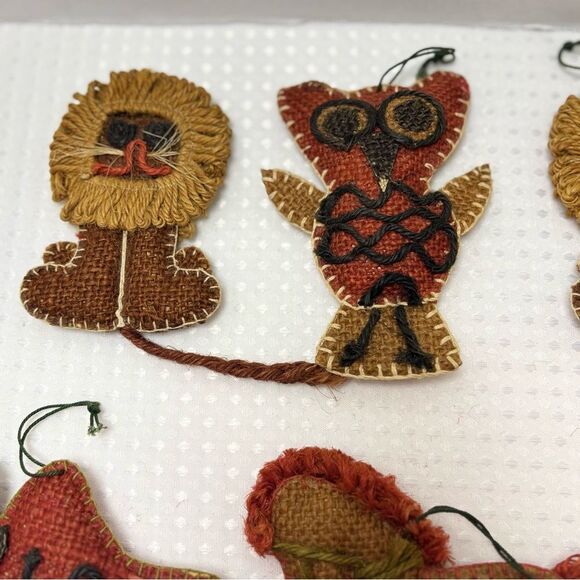 Handcrafted Rustic Burlap Animal Ornaments Set of 7 - Picture 3 of 8